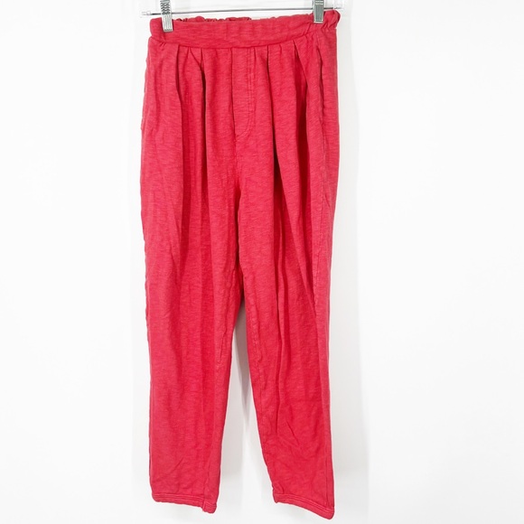 Free People Beach High Rise Pleated Cotton Pull-On Pants - Picture 1 of 7